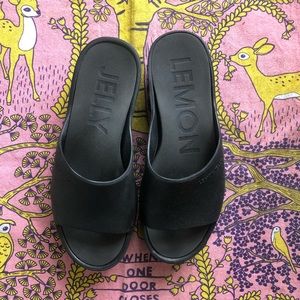 Black Lemon Jelly Platform Sandals / Size 7